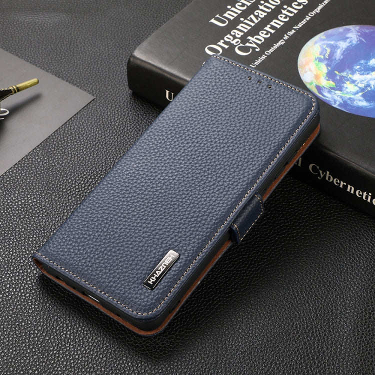 For Nokia C01 Core / C01 Plus KHAZNEH Side-Magnetic Litchi Genuine Leather RFID Phone Case(Blue)