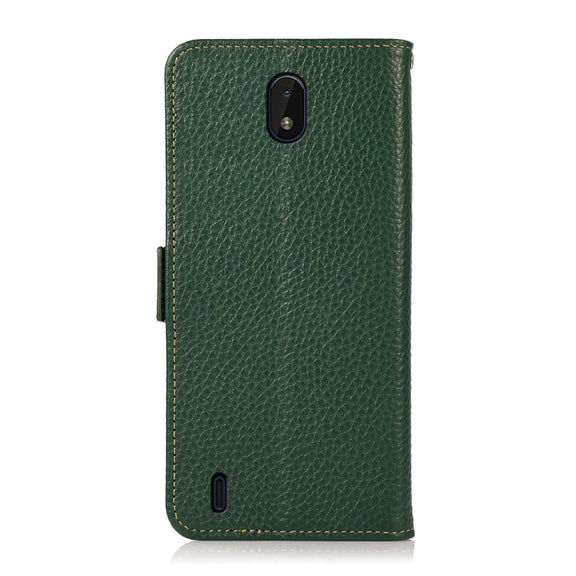 For Nokia C01 Core / C01 Plus KHAZNEH Side-Magnetic Litchi Genuine Leather RFID Phone Case(Green)