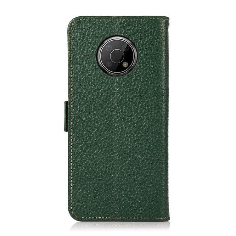 For Nokia G300 KHAZNEH Side-Magnetic Litchi Genuine Leather RFID Phone Case(Green) - Nokia Cases by PMC TechLife | Online Shopping South Africa | PMC TechLife | Buy Now Pay Later Mobicred