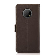 For Nokia G300 KHAZNEH Side-Magnetic Litchi Genuine Leather RFID Phone Case(Brown)