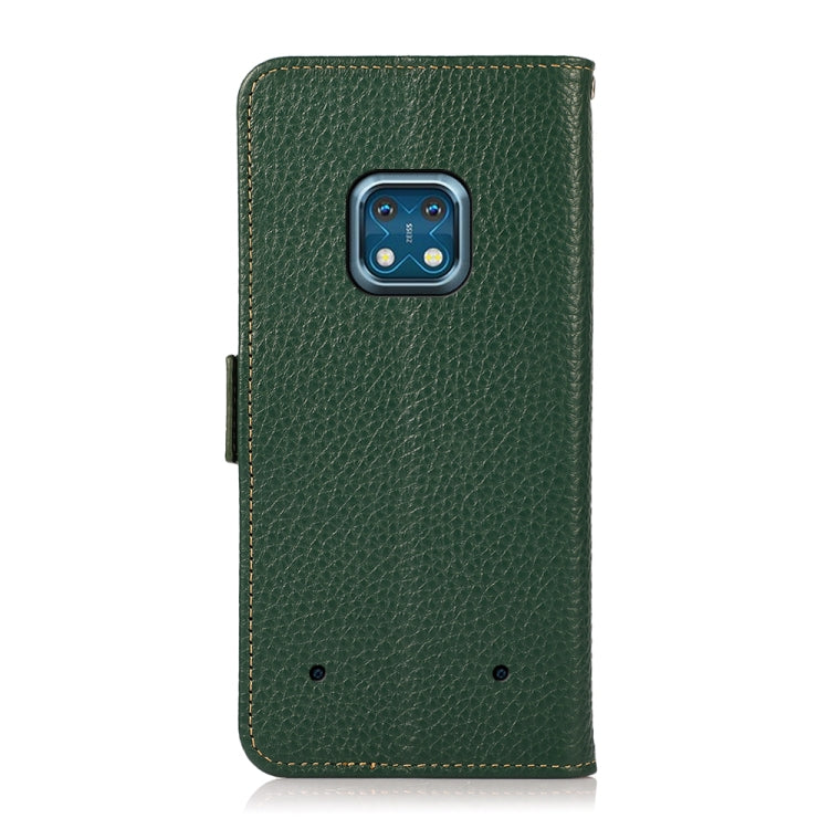 For Nokia XR20 KHAZNEH Side-Magnetic Litchi Genuine Leather RFID Phone Case(Green) - Nokia Cases by PMC TechLife | Online Shopping South Africa | PMC TechLife | Buy Now Pay Later Mobicred