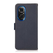 For Honor 50 SE KHAZNEH Side-Magnetic Litchi Genuine Leather RFID Phone Case(Blue)