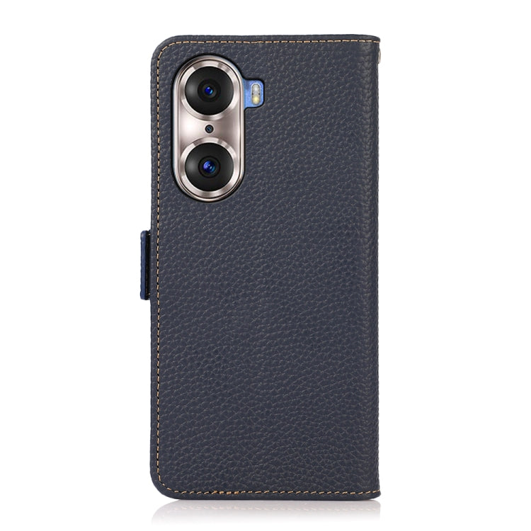 For Honor 60 Pro KHAZNEH Side-Magnetic Litchi Genuine Leather RFID Phone Case(Blue) - free shipping - PMC TechLife - Order now!