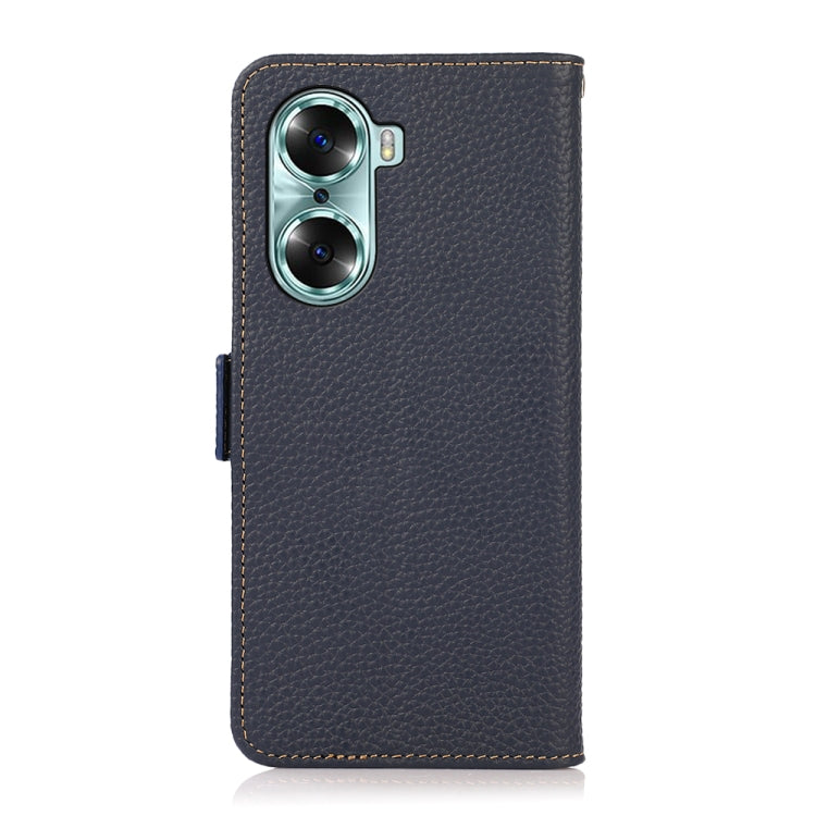 For Honor 60 KHAZNEH Side-Magnetic Litchi Genuine Leather RFID Phone Case(Blue) - Honor Cases by PMC TechLife | Online Shopping South Africa | PMC TechLife | Buy Now Pay Later Mobicred
