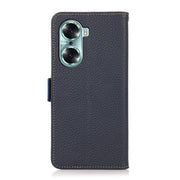 For Honor 60 KHAZNEH Side-Magnetic Litchi Genuine Leather RFID Phone Case(Blue)