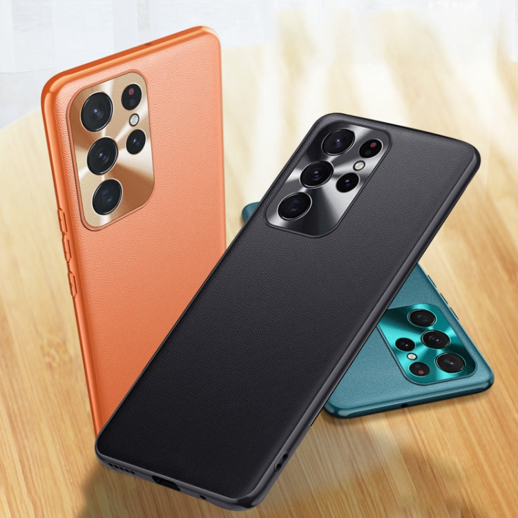 For Samsung Galaxy S22 Ultra 5G Plain Skin Leather Phone Case(Green) - Galaxy S22 Ultra 5G Cases by PMC TechLife | Online Shopping South Africa | PMC TechLife | Buy Now Pay Later Mobicred