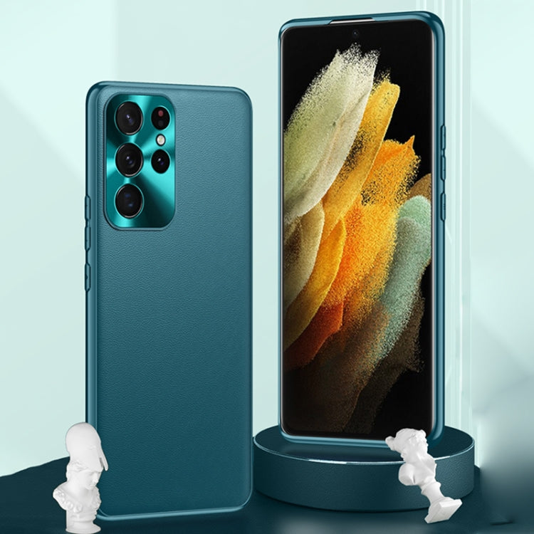 For Samsung Galaxy S22 Ultra 5G Plain Skin Leather Phone Case(Green) - Galaxy S22 Ultra 5G Cases by PMC TechLife | Online Shopping South Africa | PMC TechLife | Buy Now Pay Later Mobicred