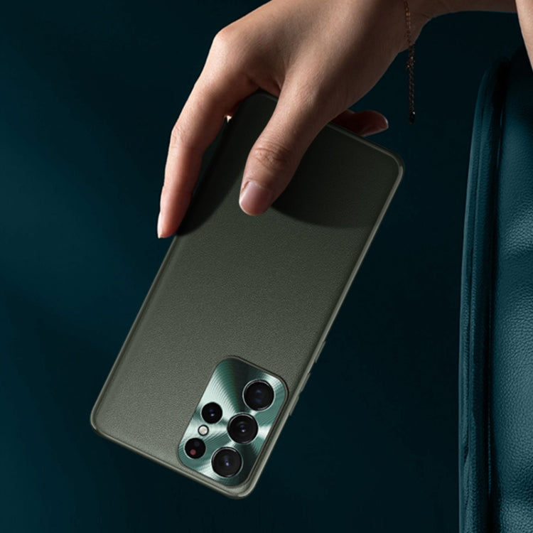 For Samsung Galaxy S22 Ultra 5G Plain Skin Leather Phone Case(Green) - Galaxy S22 Ultra 5G Cases by PMC TechLife | Online Shopping South Africa | PMC TechLife | Buy Now Pay Later Mobicred