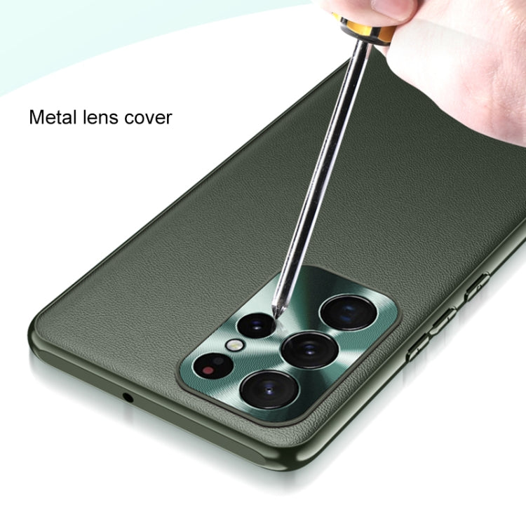 For Samsung Galaxy S22 Ultra 5G Plain Skin Leather Phone Case(Green) - Galaxy S22 Ultra 5G Cases by PMC TechLife | Online Shopping South Africa | PMC TechLife | Buy Now Pay Later Mobicred