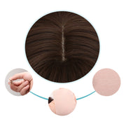 Air Bangs Fluffy Corn Blanching Water Ripple Long Curly Hair Wig Rose Net Headgear for Women(Light Brown)