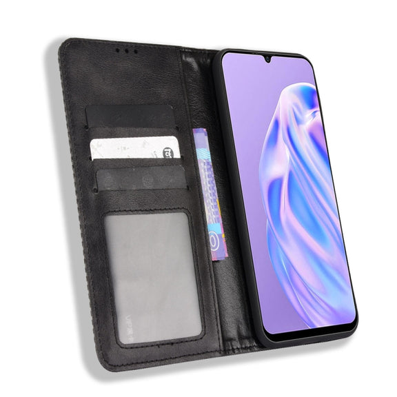 For Ulefone Note 6 / Note 6P Magnetic Buckle Retro Texture Leather Case(Black)