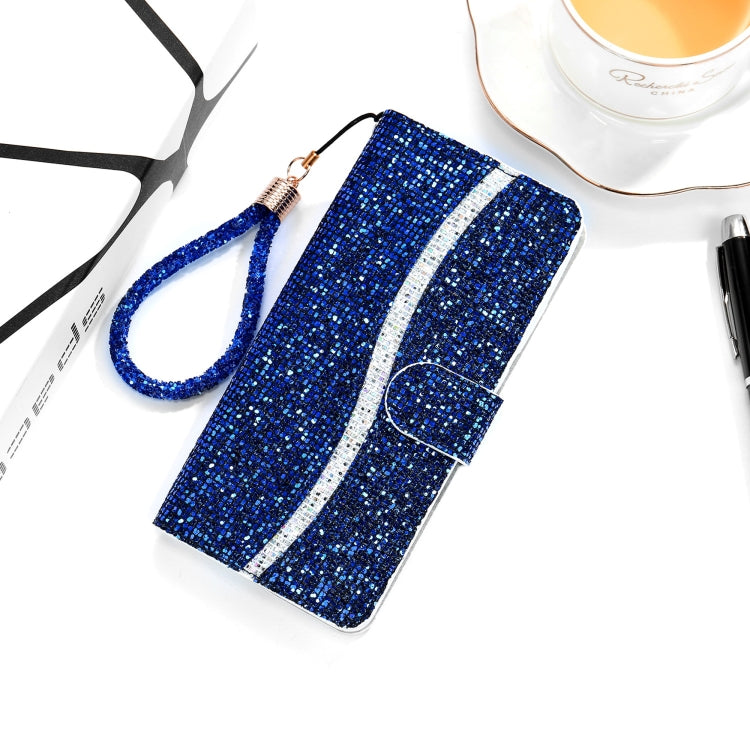 For Samsung Galaxy A73 Glitter Powder Leather Phone Case(Blue) - Galaxy Phone Cases by PMC TechLife | Online Shopping South Africa | PMC TechLife