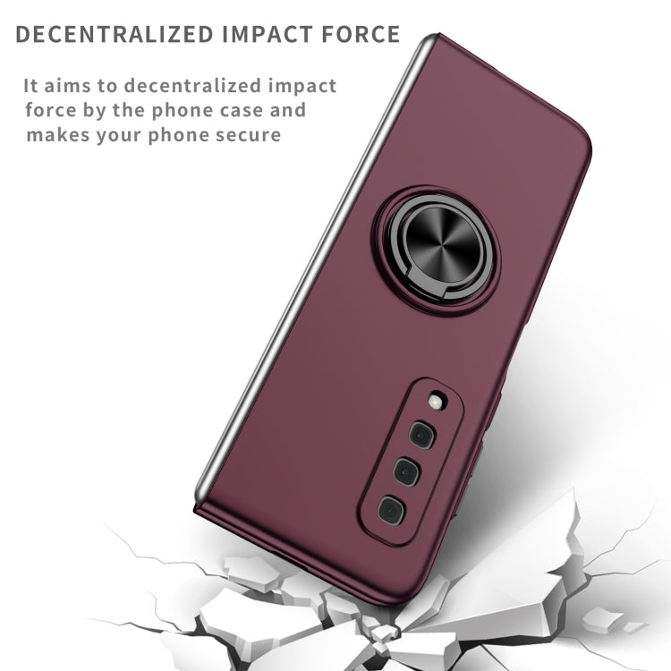 For Samsung Galaxy Fold Armor Ring Holder Phone Case(Wine Red) - Galaxy Phone Cases by PMC TechLife | Online Shopping South Africa | PMC TechLife | Buy Now Pay Later Mobicred