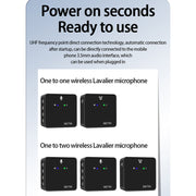 SK750 Type-C Charging One for One Wireless Lavalier Mini Microphone(Black)