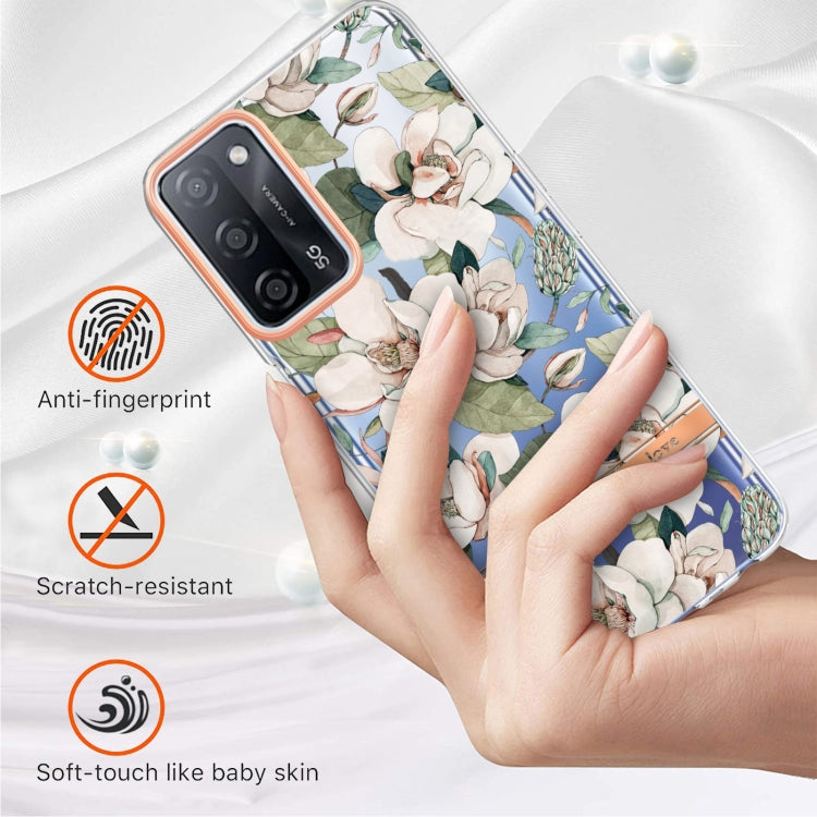 For OPPO A55 5G / A53S 5G / A54 4G / A16 / A54S 4G Flowers and Plants Series IMD TPU Phone Case(Green Gardenia)
