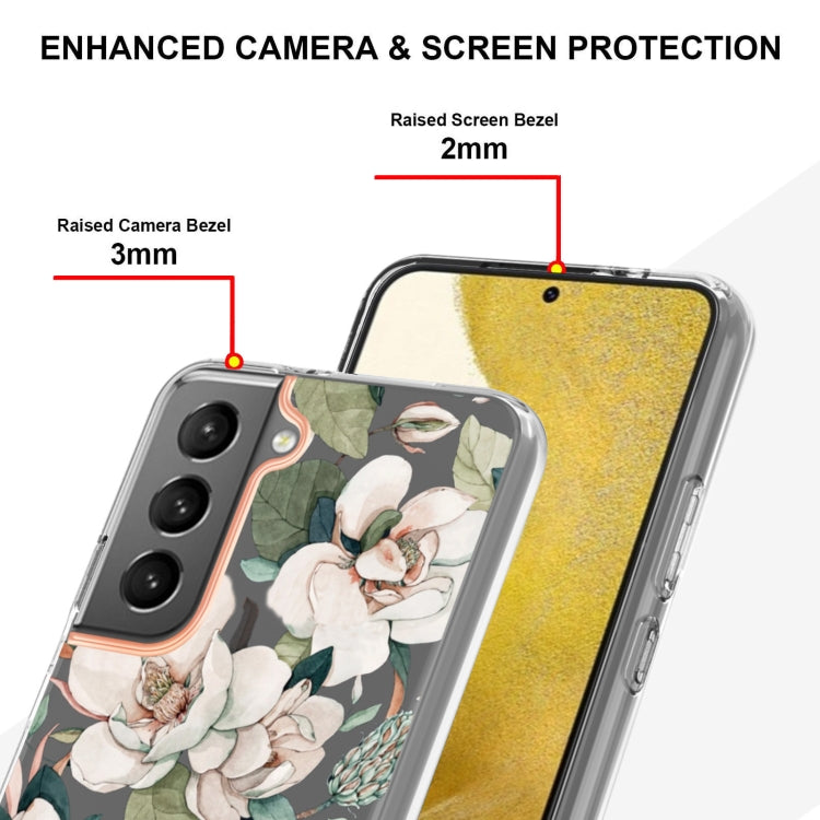 For Samsung Galaxy S22+ Flowers and Plants Series IMD TPU Phone Case(Green Gardenia) - Galaxy S22+ 5G Cases by PMC TechLife | Online Shopping South Africa | PMC TechLife | Buy Now Pay Later Mobicred
