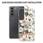 For Samsung Galaxy S22+ Flowers and Plants Series IMD TPU Phone Case(Green Gardenia)