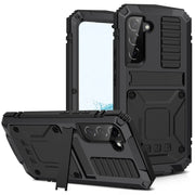 For Samsung Galaxy S22 5G R-JUST Metal + Silicone Holder Phone Case(Black)