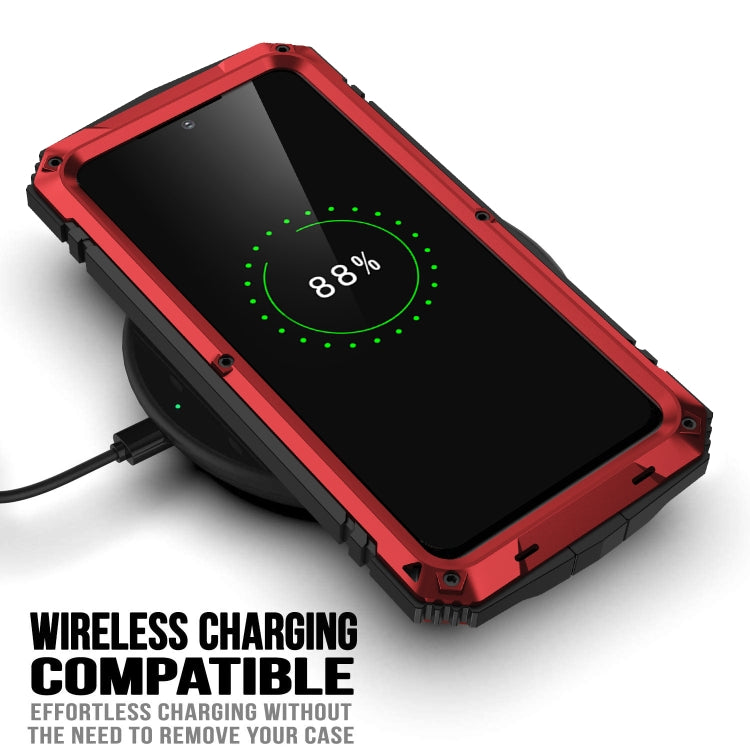 For Samsung Galaxy S22 5G R-JUST Metal + Silicone Holder Phone Case(Red)