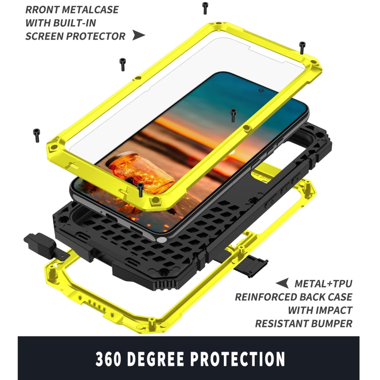 For Samsung Galaxy S22 5G R-JUST Metal + Silicone Holder Phone Case(Yellow)