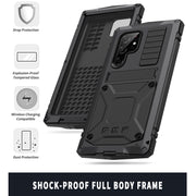 For Samsung Galaxy S22 Ultra 5G R-JUST Metal + Silicone Holder Phone Case(Black)