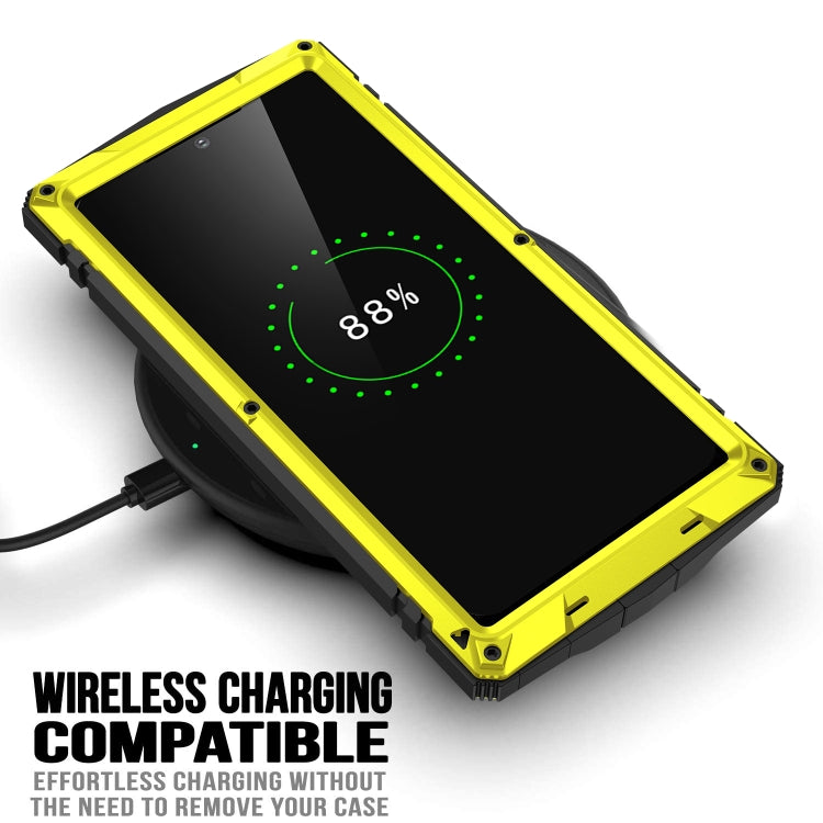 For Samsung Galaxy S22 Ultra 5G R-JUST Metal + Silicone Holder Phone Case(Yellow)