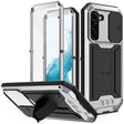 For Samsung Galaxy S22 5G R-JUST Sliding Camera Metal + Silicone Holder Phone Case(Silver) - free shipping - PMC TechLife - Order now!