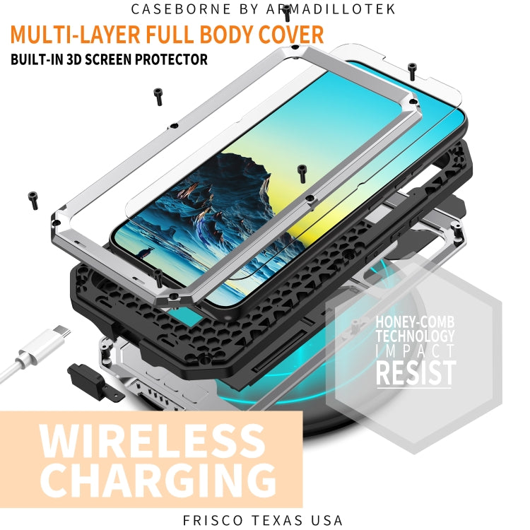 For Samsung Galaxy S22+ 5G R-JUST Sliding Camera Metal + Silicone Holder Phone Case(Silver) - Galaxy S22+ 5G Cases by R-JUST | Online Shopping South Africa | PMC TechLife | Buy Now Pay Later Mobicred