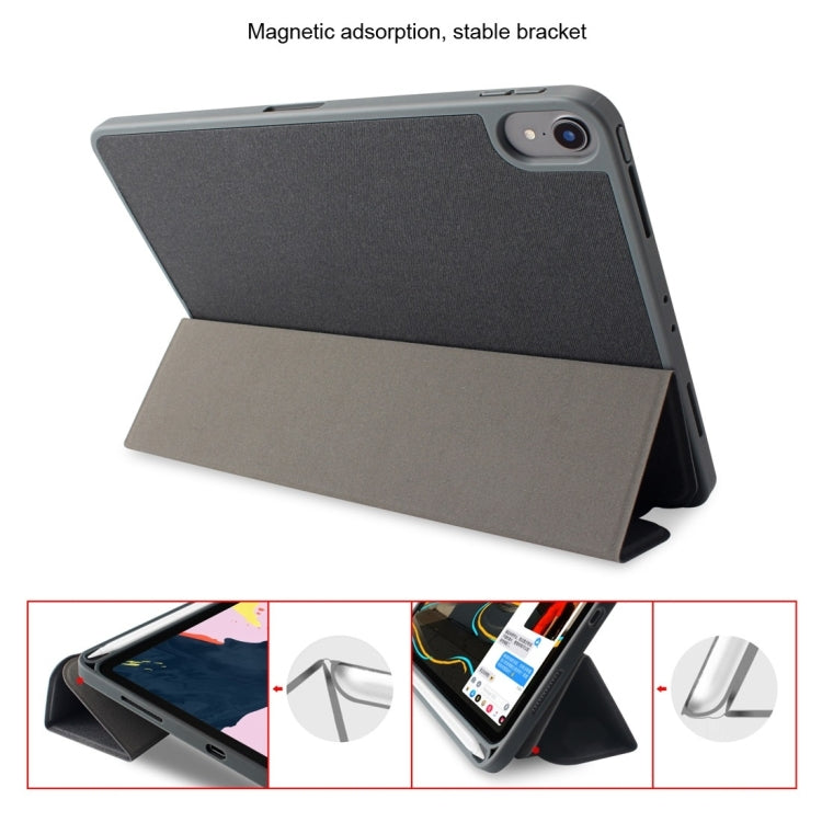 For iPad Mini 5 / 4 Mutural Exquisite Series Cloth Texture PU+TPU Leather Case with 3-Fold Holder & Pen Slot & Sleep & Wake-up Function(Green)