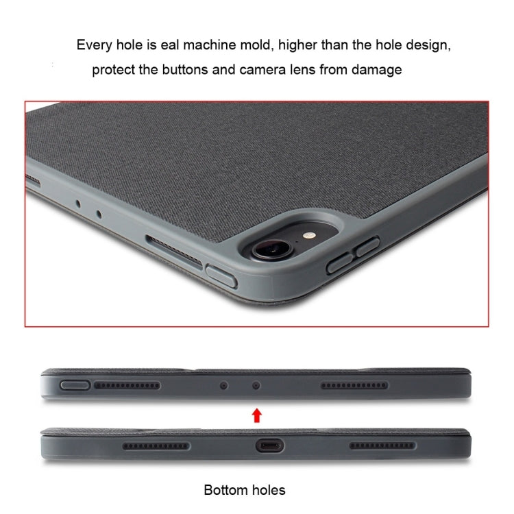 For iPad Mini 5 / 4 Mutural Exquisite Series Cloth Texture PU+TPU Leather Case with 3-Fold Holder & Pen Slot & Sleep & Wake-up Function(Green)