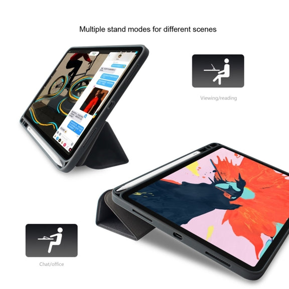 For  iPad 9.7 Mutural Exquisite Series Cloth Texture PU+TPU Leather Case with 3-Fold Holder & Pen Slot & Sleep & Wake-up Function(Green)