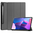 For Lenovo Tab P12 Pro 12.6 Three-folding Holder Custer Texture Leather Tablet Case(Grey) - Lenovo by PMC TechLife | Online Shopping South Africa | PMC TechLife