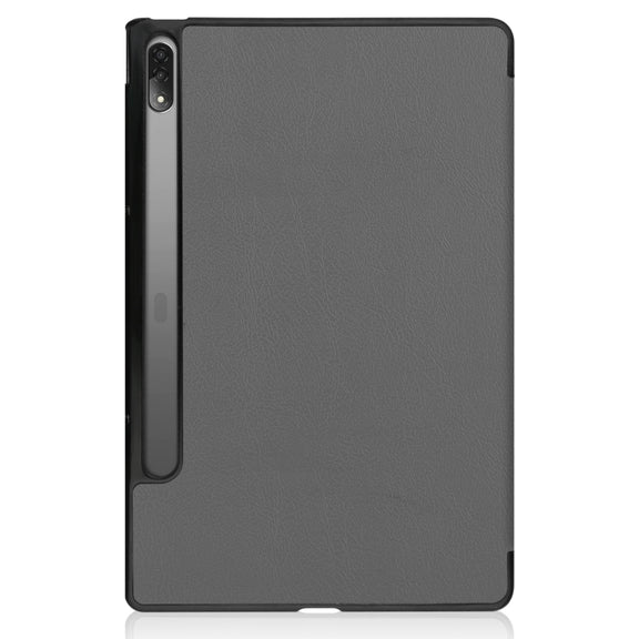 For Lenovo Tab P12 Pro 12.6 Three-folding Holder Custer Texture Leather Tablet Case(Grey)