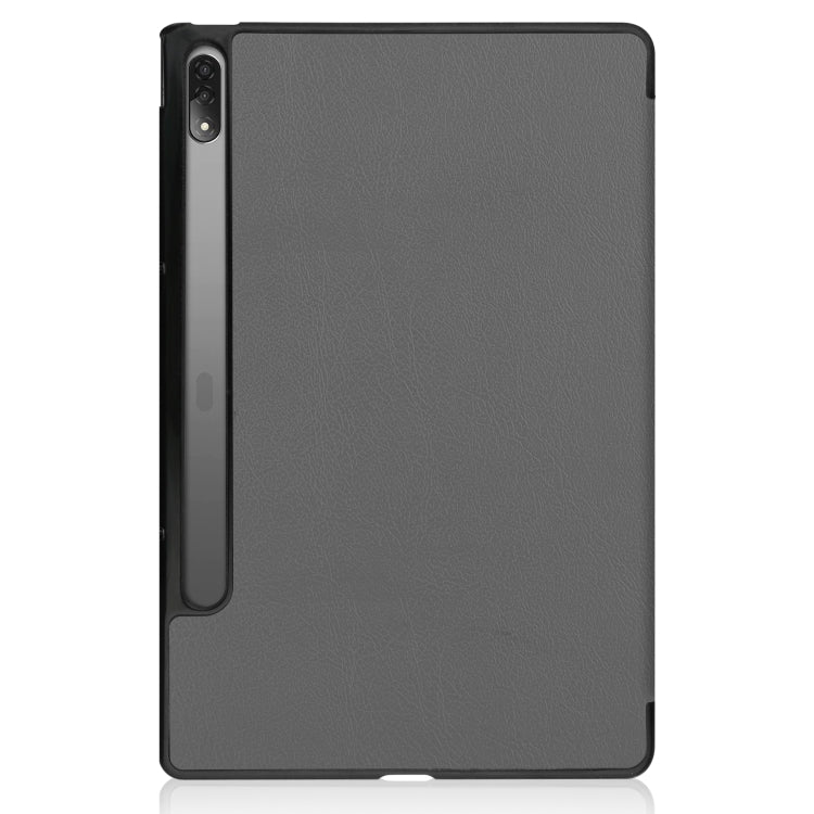 For Lenovo Tab P12 Pro 12.6 Three-folding Holder Custer Texture Leather Tablet Case(Grey)