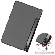 For Lenovo Tab P12 Pro 12.6 Three-folding Holder Custer Texture Leather Tablet Case(Grey)