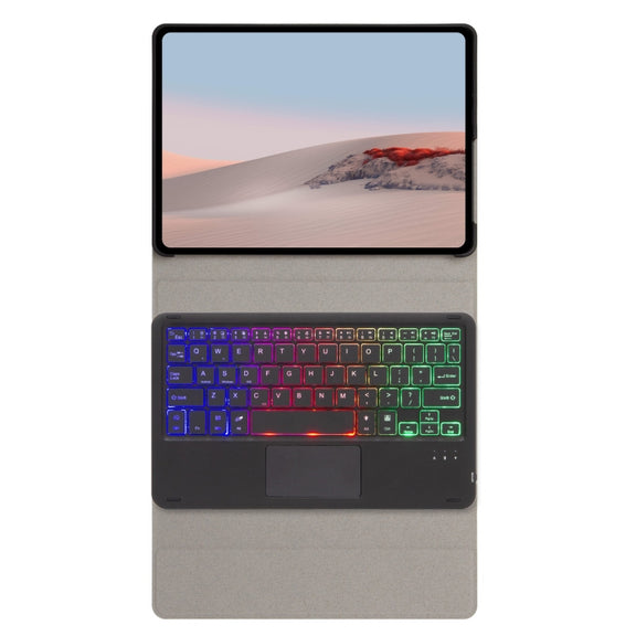 SFGO-AS Tree Texture Backlight Bluetooth Keyboard Leather Case with Touchpad For Microsoft Surface Go 4 / 3 / 2 / 1(Black + Black)