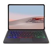 SFGO-AS Tree Texture Backlight Bluetooth Keyboard Leather Case with Touchpad For Microsoft Surface Go 4 / 3 / 2 / 1(Black + Black)