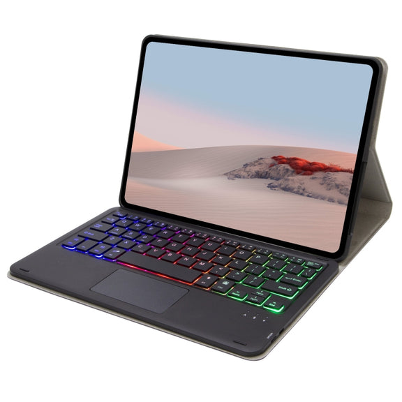 SFGO-AS Tree Texture Backlight Bluetooth Keyboard Leather Case with Touchpad For Microsoft Surface Go 4 / 3 / 2 / 1(Black + Black)