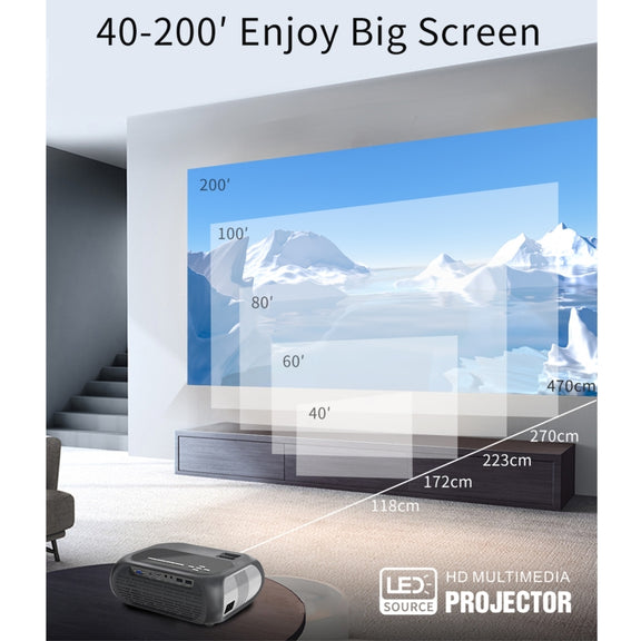 T7i 720P 200 ANSI Home Theater LED HD Digital Projector, Same Screen Version, US Plug(Silver Grey)