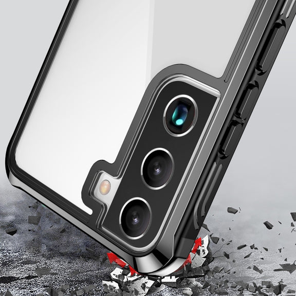 For Samsung Galaxy S22 5G RedPepper Transparent Dot Shockproof Water-resistant PC + TPU Phone Case(Black)