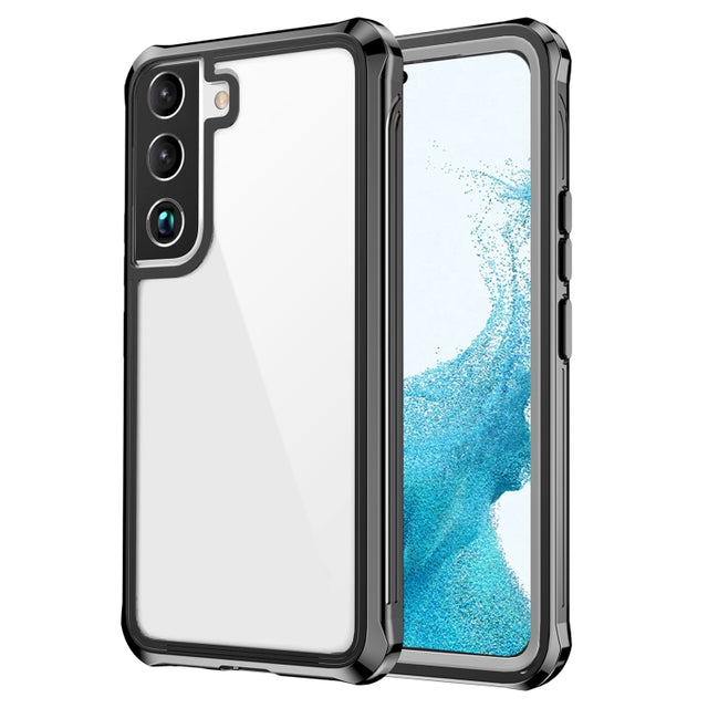 For Samsung Galaxy S22 5G RedPepper Transparent Dot Shockproof Water-resistant PC + TPU Phone Case(Black)