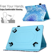 For 10 inch Tablet Electric Pressed TPU Leather Tablet Case(Green Flower)