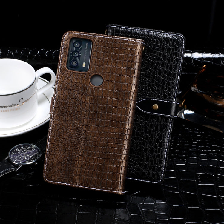 For TCL 20B idewei Crocodile Texture Horizontal Flip Leather Phone Case(Dark Blue)