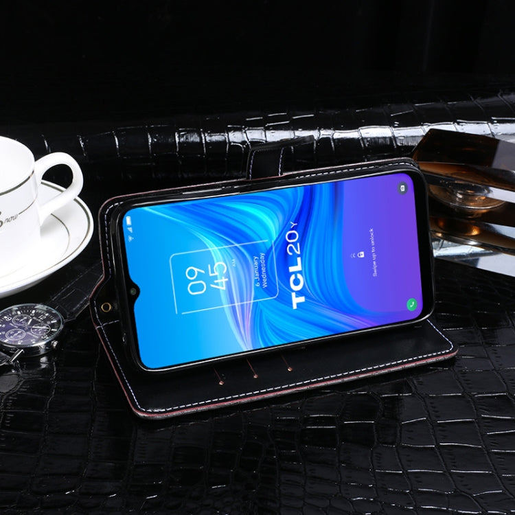 For TCL 20Y idewei Crocodile Texture Horizontal Flip Leather Phone Case(Black) - TCL by idewei | Online Shopping South Africa | PMC Jewellery | Buy Now Pay Later Mobicred