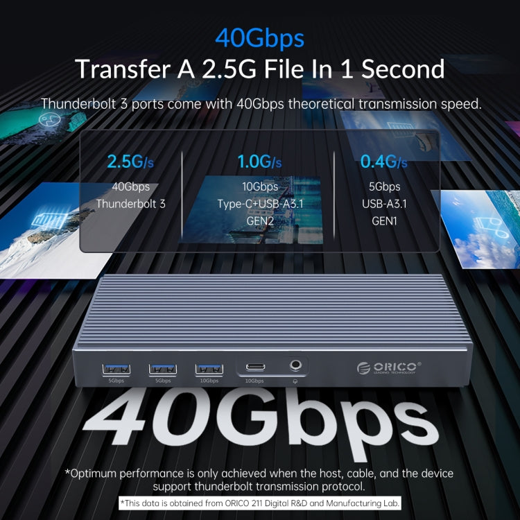 ORICO TB3-S2 Thunderbolt 3 M.2 Dual-bay Docking Station(Grey) - HDD Enclosure by ORICO | Online Shopping South Africa | PMC Jewellery | Buy Now Pay Later Mobicred