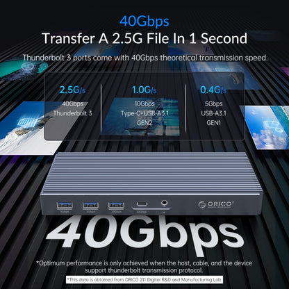 ORICO TB3-S2 Thunderbolt 3 M.2 Dual-bay Docking Station(Grey) - HDD Enclosure by ORICO | Online Shopping South Africa | PMC Jewellery | Buy Now Pay Later Mobicred