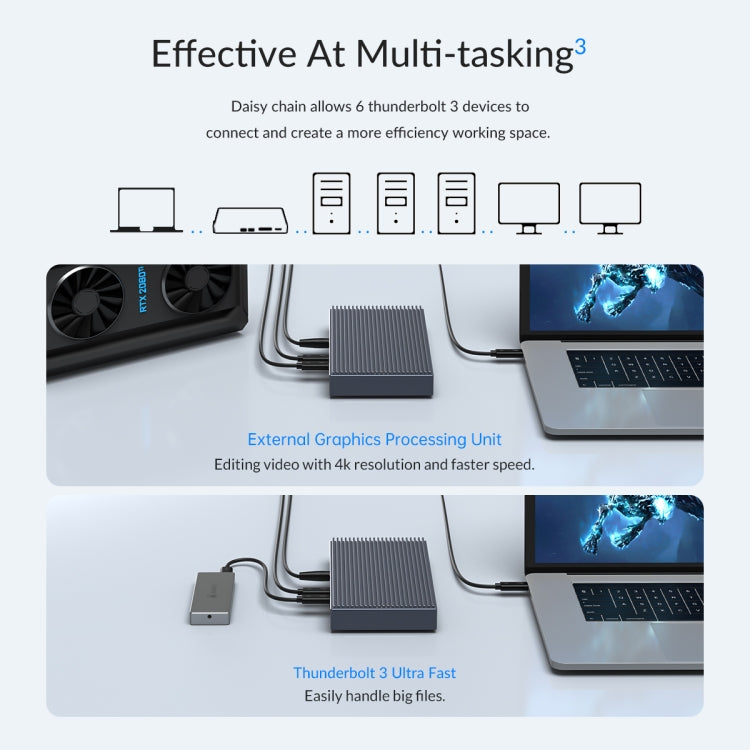 ORICO TB3-S2 Thunderbolt 3 M.2 Dual-bay Docking Station(Grey) - HDD Enclosure by ORICO | Online Shopping South Africa | PMC Jewellery | Buy Now Pay Later Mobicred
