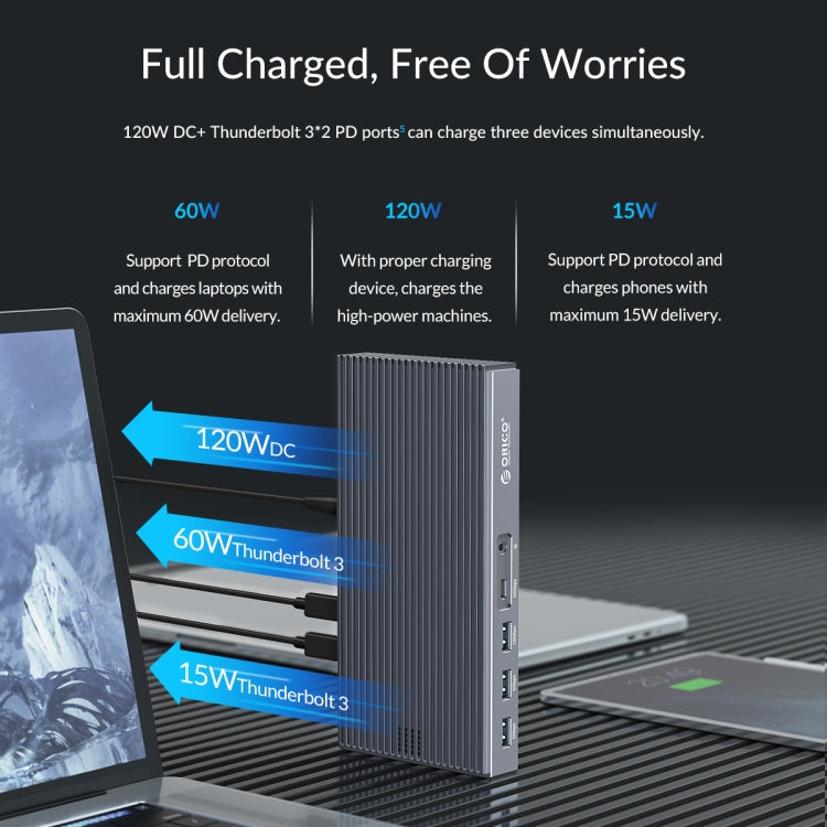 ORICO TB3-S2 Thunderbolt 3 M.2 Dual-bay Docking Station(Grey) - HDD Enclosure by ORICO | Online Shopping South Africa | PMC Jewellery | Buy Now Pay Later Mobicred