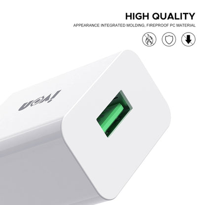 IVON AD-35 2 in 1 18W QC3.0 USB Port Travel Charger + 1m USB to USB-C / Type-C Data Cable Set, US Plug(White) - USB Charger by IVON | Online Shopping South Africa | PMC Jewellery | Buy Now Pay Later Mobicred