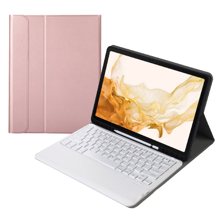 A800B Split Bluetooth Keyboard Leather Case with Holder & Pen Slot For Samsung Galaxy Tab S8+ X800(Rose Gold) - Samsung Keyboard by PMC TechLife | Online Shopping South Africa | PMC TechLife